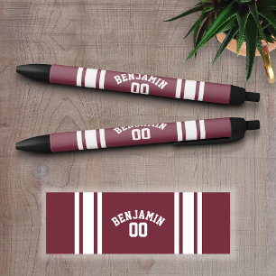 Kastanienbraunes und weißes Jersey Stripes Kugelschreiber