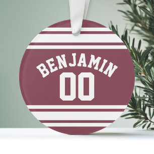 Kastanienbraunes und weißes Jersey Stripes Ornament