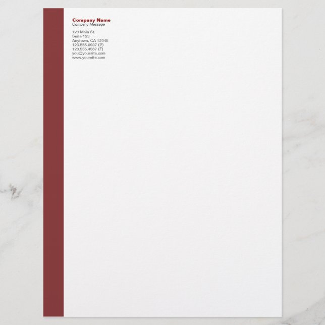 Kastanienbraunlinks Sidebar-Briefkopf Briefbogen (Vorderseite)