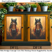 Kastanienbrown Horse, Gold & Black DF1R Decoupage Seidenpapier