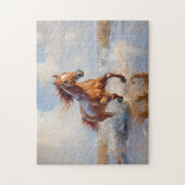 Kastanienbrown Pferd läuft am Strand Puzzle (Vertikal)