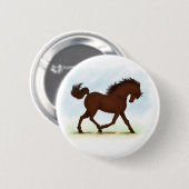 Kastanienbrown Pferd Reittier Button (Vorne & Hinten)