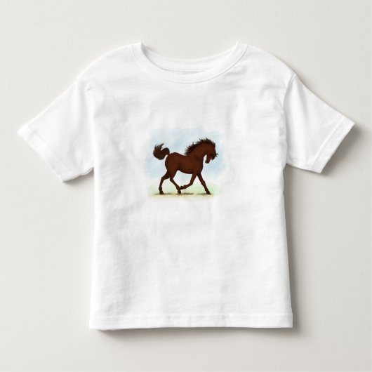 Kastanienbrown Pferd Reittier Kleinkind T-shirt (Vorderseite)
