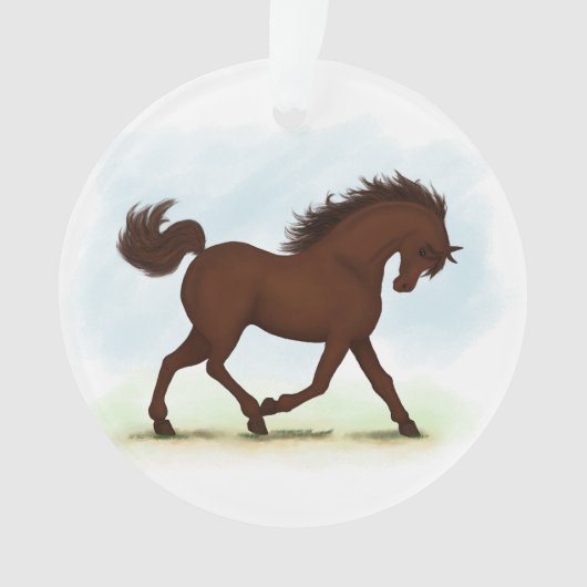 Kastanienbrown Pferd Reittier Ornament (Vorderseite)