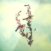 Kastaniengefiederter Audubon-Vogel auf Wildblume Fensteraufkleber (Blatt 3)