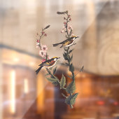 Kastaniengefiederter Audubon-Vogel auf Wildblume Fensteraufkleber (Blatt 2)