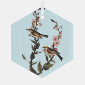 Kastaniengefiederter Audubon-Vogel auf Wildblume Ornament Aus Glas (Rückseite)