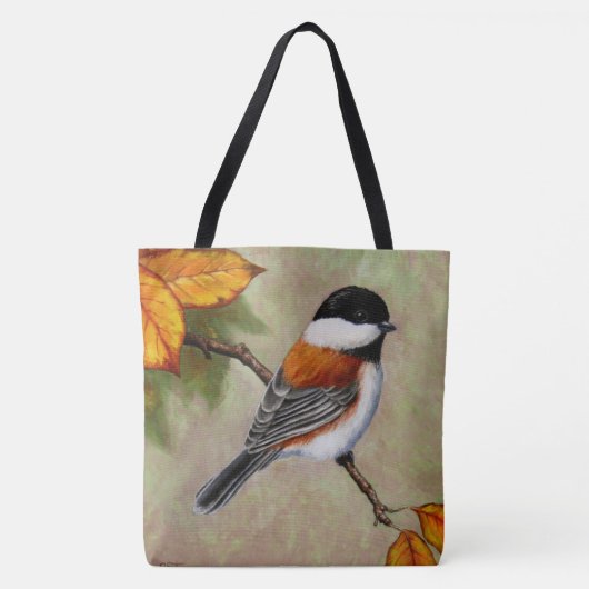 Kastaniengefiederter Chickadee Bird Tasche (Vorderseite)