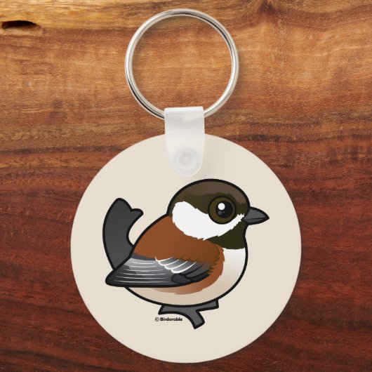 Kastaniengegarte Chickade Schlüsselanhänger (Vorderseite)