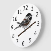 Kastaniengegarte Chickadee Bird Große Wanduhr (Winkel)