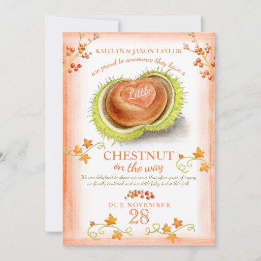 Kastanienherzschwangerschaft Ankündigung (Vorderseite)