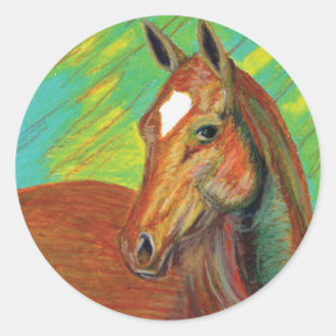 Kastanienpferd Art Runder Aufkleber