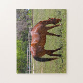 Kastanienpferd auf dem Feld Puzzle (Vertikal)