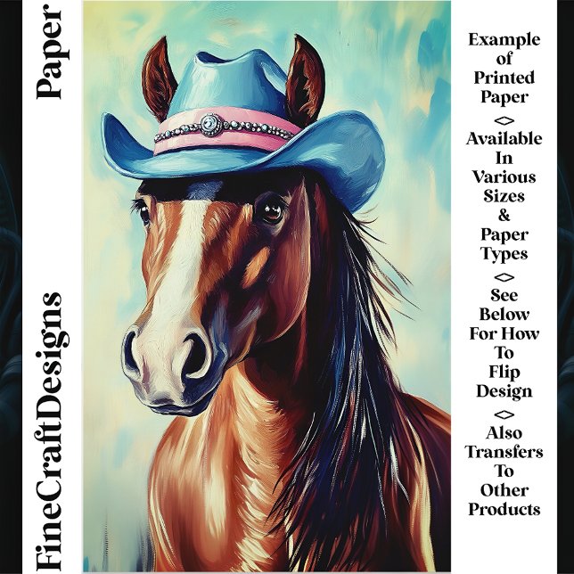 Kastanienpferd, blaurosa Hut CS9-Floßpapier (Von Creator hochgeladen)