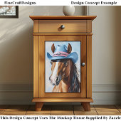 Kastanienpferd, Blue Pink Cowboy Hat CS8 Decoupage Seidenpapier