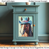 Kastanienpferd, Blue Pink Cowboy Hat CS9 Decoupage Seidenpapier