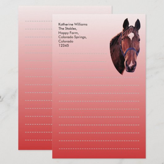Kastanienpferd Briefpapier (Vorne/Hinten)