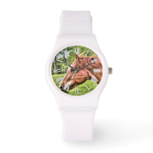 Kastanienpferd Foto Portrait Armbanduhr