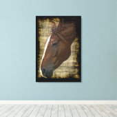 Kastanienpferd Illustrative Grunge Art Leinwanddruck (Insitu (Holzboden))