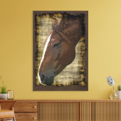 Kastanienpferd Illustrative Kunst im rustikalen St Leinwanddruck (Insitu (Wohnzimmer))