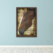 Kastanienpferd Illustrative Kunst im rustikalen St Leinwanddruck (Insitu (Holzboden))