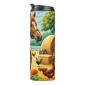 Kastanienpferd im sonnigen Bauernhof Thermosbecher (Nach rechts gedreht)