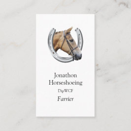 Kastanienpferd in einem silbernen Hufeisen Visitenkarte