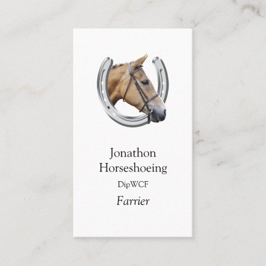 Kastanienpferd in einem silbernen Hufeisen Visitenkarte (Vorderseite)