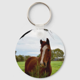 Kastanienpferd mit Banksia-Baum, Schlüsselanhänger