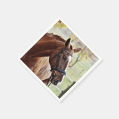 Kastanienpferd mit Blaze, Bridle, in Weide Serviette (Ecke)