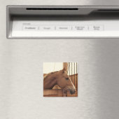 Kastanienpferd mit Blaze im Stall Magnet (In Situ (Geschirrspüler))