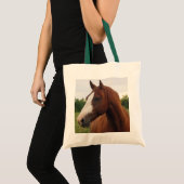 Kastanienpferd mit Blaze Tote Beutel Tragetasche (Vorderseite (Produkt))