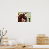 Kastanienpferd, mit Bridle in Weide Poster (Küche)