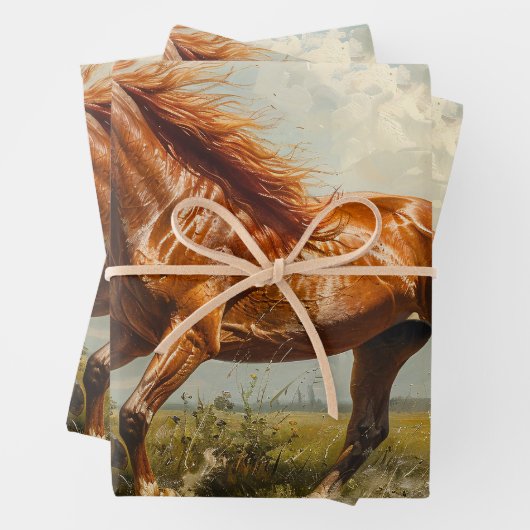 Kastanienpferd Ölgemälde Dekoupage Geschenkpapier Set (Beispiel)