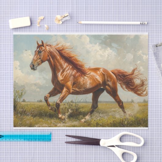 Kastanienpferd Ölgemälde Dekoupage Seidenpapier (Handwerk)