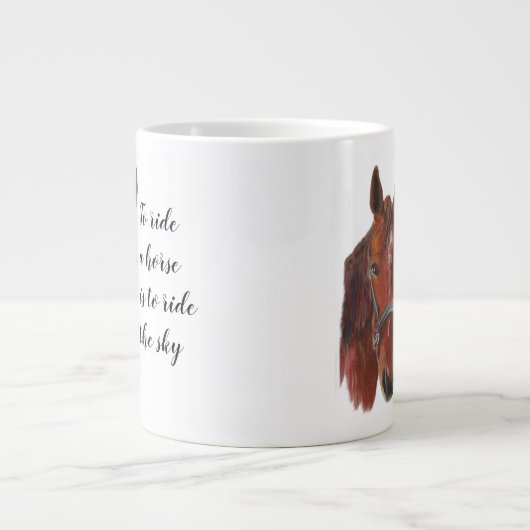 Kastanienpferd Portrait Jumbo-Tasse (Vorderseite)