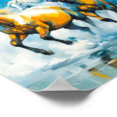 Kastanienpferde, die durch das Schwarze Meer laufe Poster (Ecke)