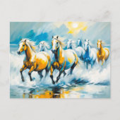 Kastanienpferde, die durch das Schwarze Meer laufe Postkarte (Vorderseite)