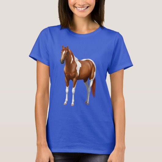 Kastanienpinto Sorrel Paint Horse Stallion T-Shirt (Vorderseite)