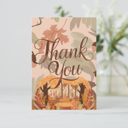 Kastanienwälder Herbst Dankeskarte (Stehend Vorderseite)