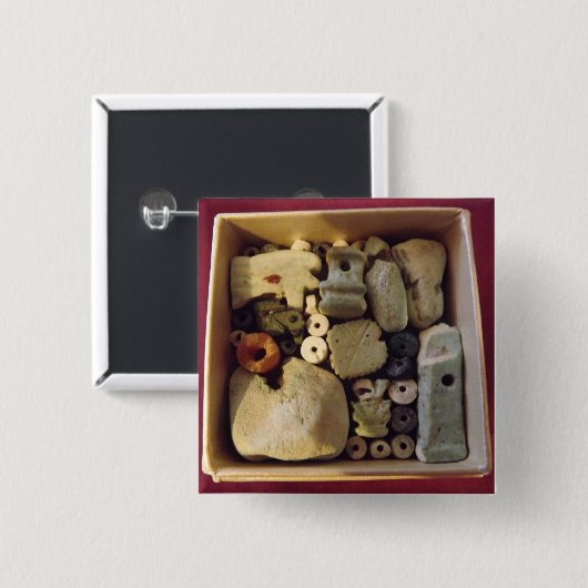 KASTEN ALTE ÄGYPTISCHE AMULETTE, ABZEICHEN BUTTON (Vorne & Hinten)