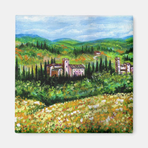 KASTEN IN DER LANDSCHAFT CHIANTI,GELBE BLUME MAGNET