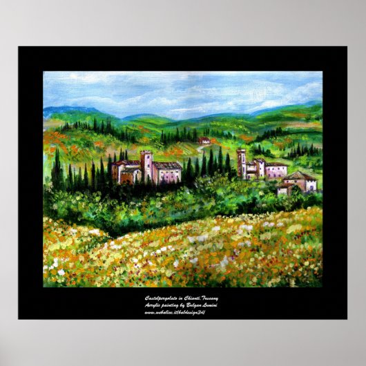 KASTEN IN DER LANDSCHAFT CHIANTI,GELBE BLUME POSTER (Vorne)