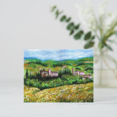 KASTEN IN DER LANDSCHAFT CHIANTI,GELBE BLUME POSTKARTE (Stehend Vorderseite)
