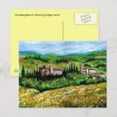 KASTEN IN DER LANDSCHAFT CHIANTI,GELBE BLUME POSTKARTE (Vorne/Hinten)