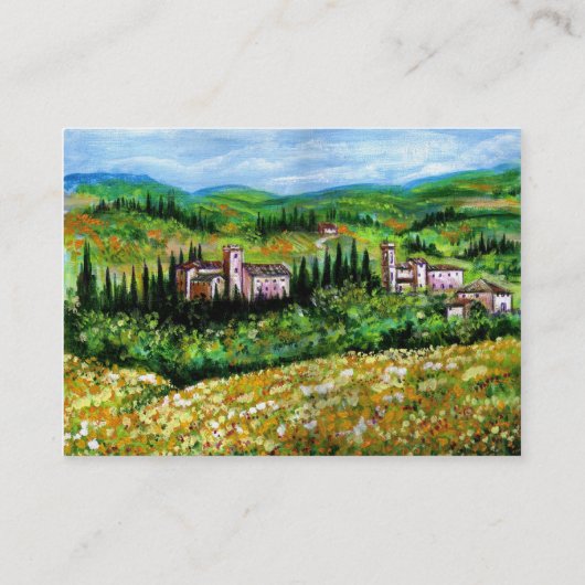KASTEN IN DER LANDSCHAFT CHIANTI,GELBE BLUME VISITENKARTE (Rückseite)