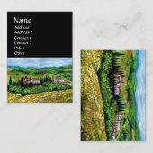 KASTEN IN DER LANDSCHAFT CHIANTI,GELBE BLUME VISITENKARTE (Vorne/Hinten)