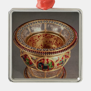 Kasten mit plique-a-jour und Cloisonne Silbernes Ornament