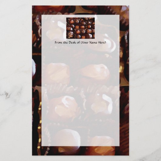 Kasten Schokoladen, verlockende Praline Briefpapier (Vorderseite)