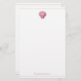 Kastenrosa Seashell auf Weiß Personalisiert Briefpapier